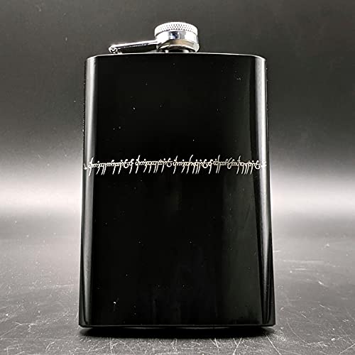 LumEngraveONE RING OF POWER Engraved 8oz Black Hip Flask | Inspired by Lord of the Rings | Great Gift Idea for Fans of Middle Earth and Tolkien!