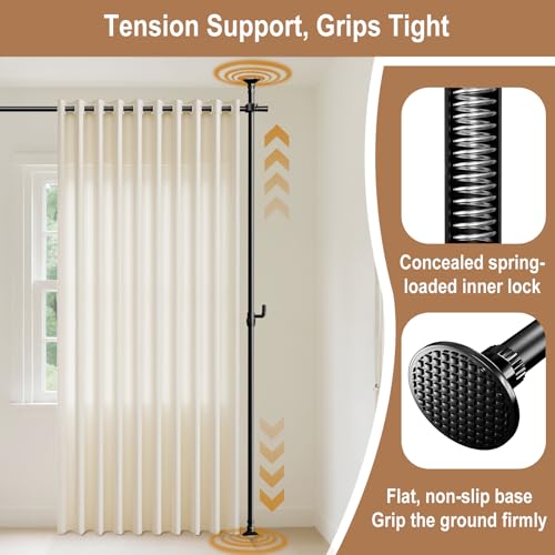 Seamless Room Divider for Privacy Separation Wall Rod, Black, 32-161" Wide - image 4