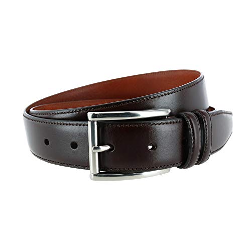 Trafalgar Men's Lorenzo 32Mm Dropped Edge Leather Dress Belt, 32, Dark Brown #TOP6