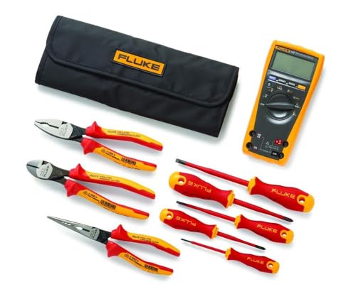 Fluke 179 True RMS Digital Multímetro + Herramientas Manuales Kit de Inicio (5 destornilladores aislados y 3 alicates aislados), IB179K EGFID