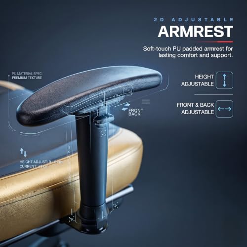 Image of DROGO Alpha-X Ergonomic Gaming Chair with Footrest | Premium PU Leather with 135 Recline | 2D Padded Armrest | Computer Chair for Study |Office Chairs for Work from Home With Neck Support(Black&Gold)