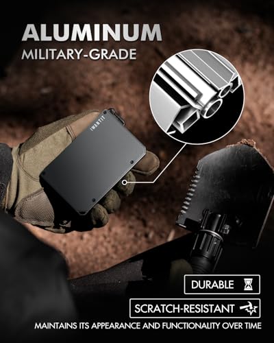 iwantit Pop Up Wallet for Men, Slim Minimalist Credit Card Holder with Money Clip - Man Metal Aluminum Wallet RFID Blocking, Smart Tactical Wallet for Men, Gift for Men (Gungrey)4