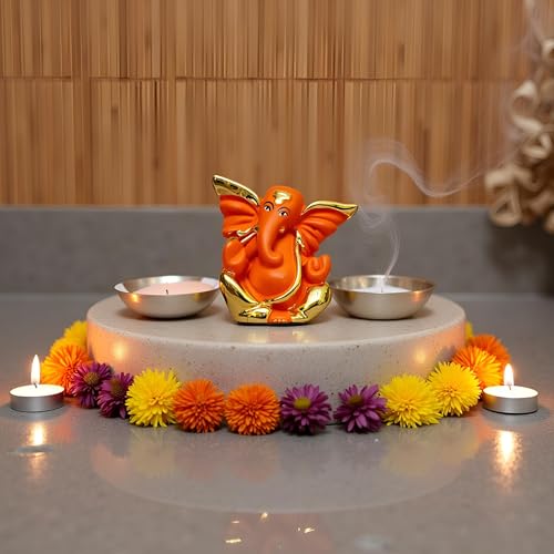 Image of Gold Plated Flying Ganesha Small | Idol for Car, Home Temple, Gift Purpose | Lucky Charm for Study Table, Office, or Travel | Height 1.7 Inch