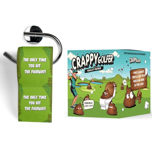 Shanker Golf Papier toilette – Cadeau amusant pour les mauvais golfeurs – Cadeau amusant pour la salle de bain – Papier toilette imprimé blague dans une boîte cadeau fantaisie – Idées cadeaux de golf