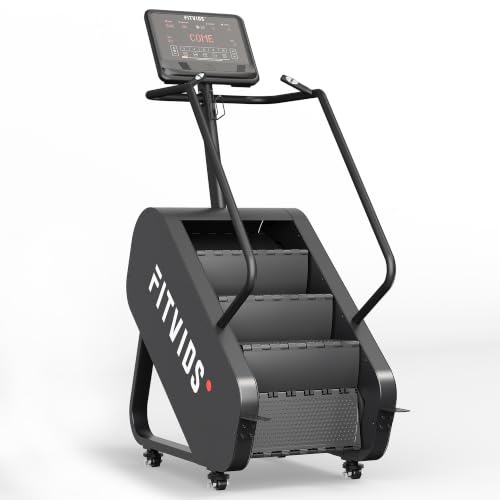 Image of Fitvids Stair Stepper Machine, Commercial Grade Stair Climber with 15 Resistance Levels, Continuous Stair Stepping Machine for Cardio and Lower Body Workouts, LED Screen, Exercise Machine for Home Gym