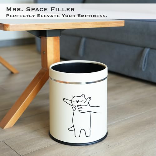 Image of Juju Cat Trash Can - Cat Decor Garbage Can - Small Waste Basket for Bedroom - Garbage Bin Trashcan - Wastebasket Dustbin Trash Cans - 3.3 Gallon / 12.5 Liter (Hey)