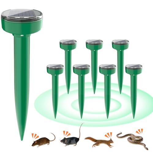 8 Pack Mole Repellent Ultrasonic Solar Powered Waterproof Outdoor Vole Chipmunk Gopher Groundhog...