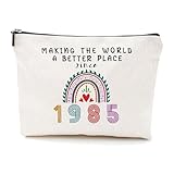 DOKRIN Estuches de maquillaje，Bolsa de cosméticos de regalo de cumpleaños, bolsa de almacenamiento de gran capacidad, bolsa de almacenamiento de carnaval arcoíris 1985