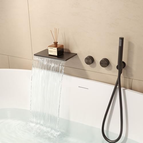 Mitigeur cascade baignoire avec douche encastré chromé eau chaude et froide