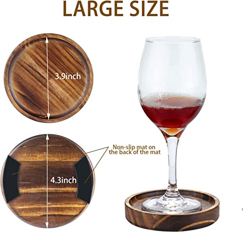 Wooden Coasters For Drinks - Natural Paulownia Wood Drink Coaster Set For Drinking Glasses, Tabletop Protection For Any Table Type, Set Of 5 - Dia 4.3 X 4.3 X 0.8 Inches #TOP2