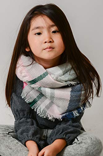 Fashion Scarf for Kids - Kids Flannel Infinity Scarf, Soft Light Plaid Shawl Wrap, Toddler Girl scarves for winter Autumn2
