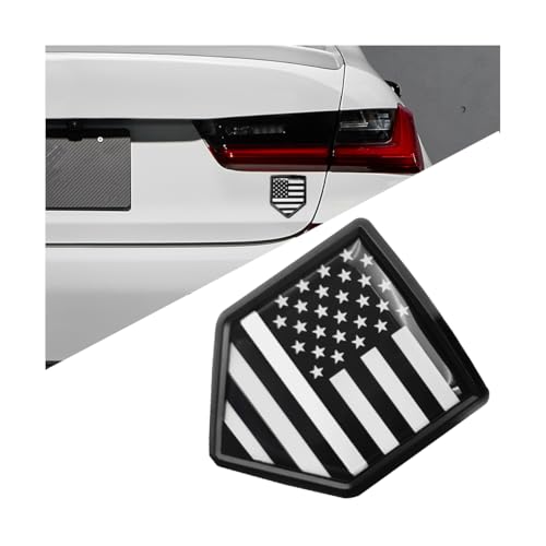 Image of Bittwee Ameican Flag Car Emblem, 3D Metal Vehicle Badge Decals with Strong Adhesive, Patriotic Automotive Badge Stickers Exterior Decoration Accessories, Universal for SUV, Sedan, Truck (Black)