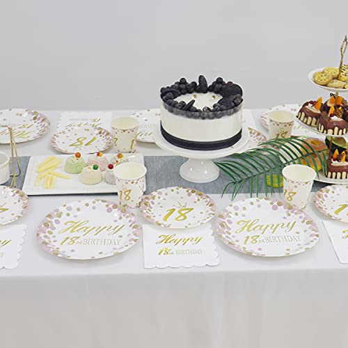Pandecor 18 Years Old Birthday Party Disposable Tableware Set -Serves 30-18Th Birthday Dinner Plates,Dessert Plates,Cups,Napkins For Teen Girls #TOP6