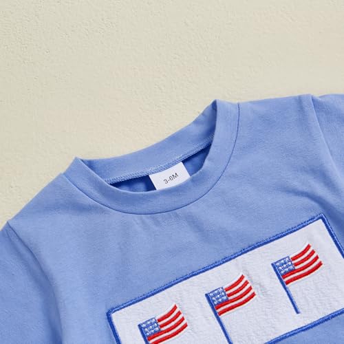 Image of Kayotuas Fourth Of July Toddler Boy Outfit Baby American Flag Clothes Patriotic Shirt Striped Gingham Shorts 2Pcs Summer Sets
