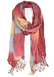 KMystic Multi Color Glitter Threaded Scarf (Red)