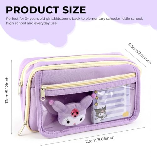 Image of ZibuyuTransparent Pencil Case Set with Stickers Brooches Keychain and Notepad for School Travel and Everyday Use, Cute Stationery Items for Girls