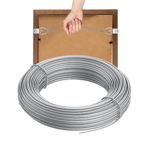 Image of Uniclife Picture Hanging Wire, 100 ft Picture Wire, Metal Wire for Hanging Pictures, Picture Frame Wire for up to 30 lbs, Picture Wire Hanging Kit for Photo, Mirror & Art