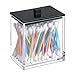 mDesign Plastic Rectangle Apothecary Canister - Organizer for Bathroom Vanity Countertop Shelf Decor - Holds Cotton Swabs, Soap, Makeup, Bath Salts - Lumiere Collection - 2 Pack - Clear/Matte Black
