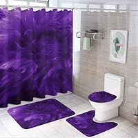 Weihnachts-Duschvorhang Set – 4-teilig Mit Santa Motiven, Rutschfester Matte, WC-Sitzbezug & Badematte Für Festliches Badezimmer