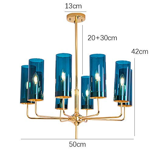 Lampe suspendue de restaurant unique en verre bleu 8 feux - 5