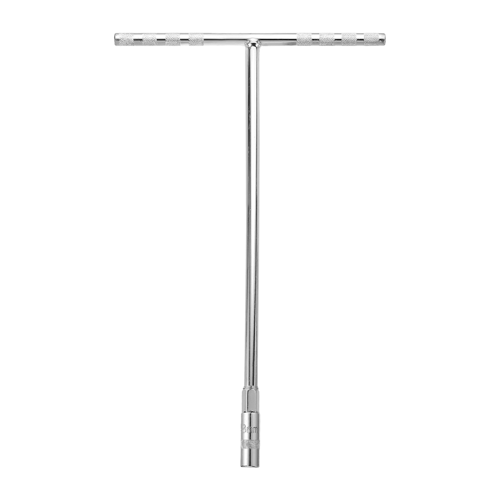 sourcing map T-Handle Wrench Socket, 6-Point Steel Metric Socket Wrench (8mm) with Long Reach for Motorcycle Bicycle Car Repair, Silver