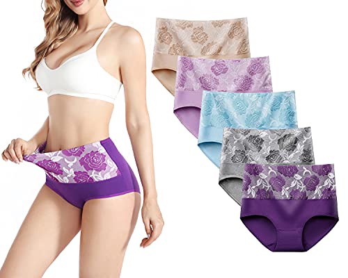 Kinyanco High Waist Tummy Control Panties for Women, Cotton Underwear No Muffin Top Shapewear Brief Panties