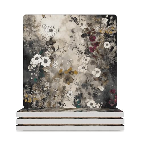 Dessous de verre réutilisables fleurs sauvages table basse salon