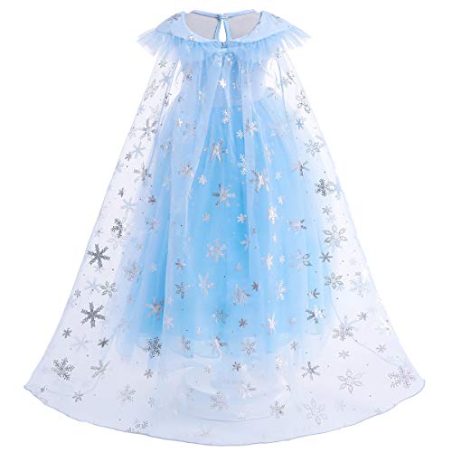 yeesn Princess Dress Up Costume for Girls Snow Queen Costume Fancy Up Sequin with Snow Cloak Birthday Cosplay Halloween Party Dresses Outfit