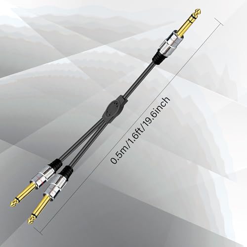Cable divisor de audio 6.35mm Y splitter 0.5m miniatura 6