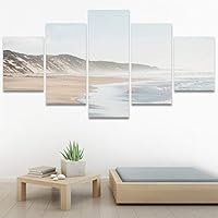 SIGNWIN 5 Panel Canvas Wall Art Aerial Beach Beach Coastal Cool Minimalism Multicolor Photography Relax/Calm for Home Decorations Ready to Hang - 60