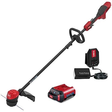 Toro Flex-Force Power System 60V Max Lithium-Ion Brushless Cordless 13/15 Inch Electric String Trimmer with 2.0Ah Battery and Charger Cover
