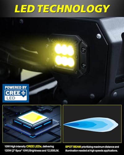Image of Amber Flush Mount LED Pods 120W CREE LED Bumper Lights for Trucks