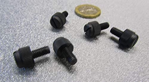 Nylon Knurled Slotted Head Thumb Screws Black 10-32 x .375" Length, 100 Pcs