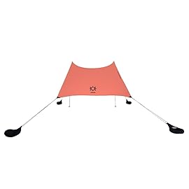 Neso Grande Portable Beach Tent Sun Shelter - Lightweight Beach Shade Canopy - Easy Setup for Family Outings - Patented Reinforced Corners - UPF 50+ Sun Protection - 7ft Tall, 9 x 9ft - Coral