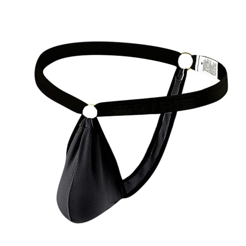 Generic Men's Low Waist Satin String Bikini Thongs G String Underwear T Back Lingerie Briefs Panties Ring Linked