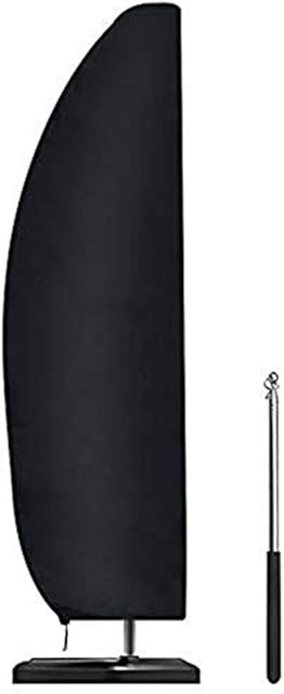 Parasol Cover with Rod, Windproof and Snow Safe Outdoor for Cantilever Parasol Cover Heavy Duty Garden Umbrella Cover 2 metre 210D Oxford Fabric Banana Parasol Cover with Zip, Black 205x30x70/45