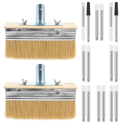 2 Pcs 67inch Decking Paint Brush Deck Stain Applicator with Long Handle Block Staining Brushes for Outdoor Wood Floor Fence Deck Coating Oil Staining Decking Paint Stain