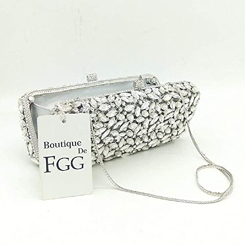 Image of Boutique De FGG Women Crystal Clutch Bag Minaudiere Box Handbag Party Prom Rhinestone Clutch Purse Wedding Bag, Mini