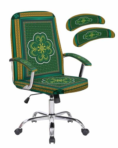 Ldtrchee Green Four Leafs Office Chair Covers with Armrest Covers,