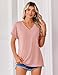 Zeagoo Short Sleeve Shirts for Women 2026 Summer Tops V Neck Blouse Basic Business Work Dressy Clothes Pink XL