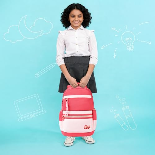 Image of Gear Delight 18 inch /30L Large Water Resistant School Bag | Casual Backpack | Daypack | Travel Backpack | Kids Bag for Boys /Girls (Red - Pink)