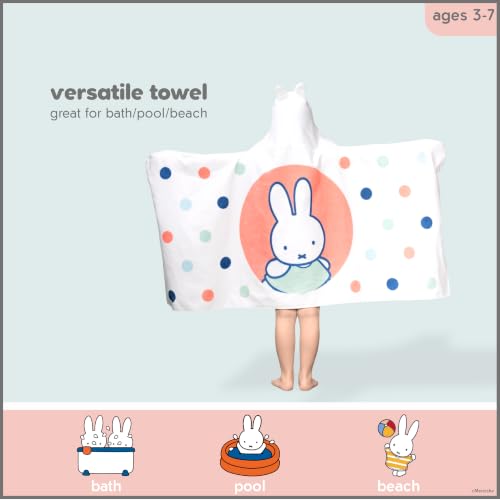 Image of Miffy Kids Super Soft Bath /Pool /Beach Soft Cotton Terry Hooded Towel Wrap, 24 in x 50 in (Officially Licensed Product) By Franco
