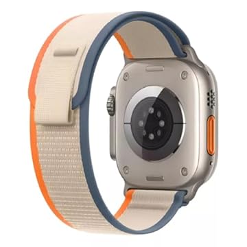 Pulseira Nylon e Elastano Loop Trilha Compatível com Watch Ultra 1 49mm e Watch Ultra 2 49mm (Azul/Bege/Laranja)