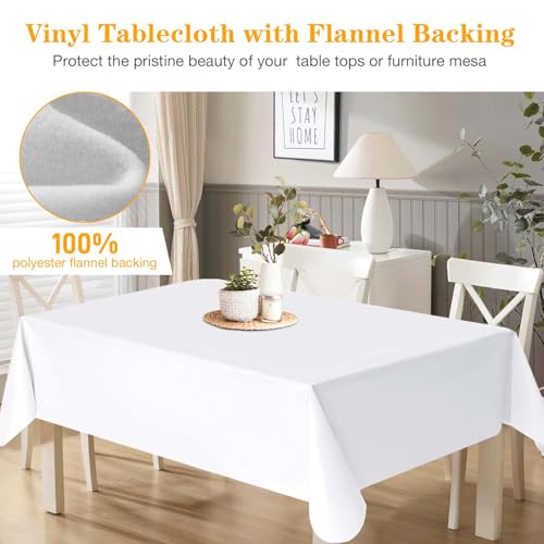 RINOZO Table Protector Pad Vinyl Tablecloth with Flannel Backing Table Padding Under Tablecloth Reusable Table Cloth, Waterproof, Heat Resistant, 54