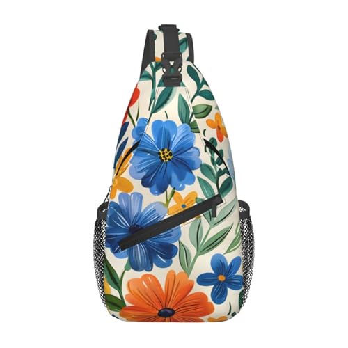 Mochila ligera tipo bandolera con estampado floral para mujer y hombre miniatura 1
