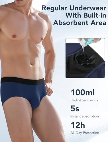 Mens Incontinence Underwear Washable Cotton Leak Proof Underwear for Men Briefs 5 Pack2