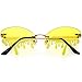 Oozing Melting Effect Color Tinted Lens Oval Rimless Drip Sunglasses (Gold/Yellow)