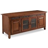Leick Home 89360 Rustic Oak TV Stand with Slate Tiles and Enclosed Storage for 65' TV, Distressed Rustic Autumn