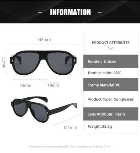 Image of IKANOO Retro Aviator Sunglasses for Women Men 70s Square Sun Glasses Trendy Vintage Orange Shades (Black)