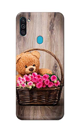Image of PRINTFIDAA Roses and Teddy Bear in The Wicker Hard Back Cover for Samsung Galaxy M11 / Samsung A11, SM-M115F / DSN Back Cover -(P6) KAT1004